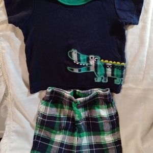 Carter's Boys 2 Piece Plaid T-Shirt & Shorts